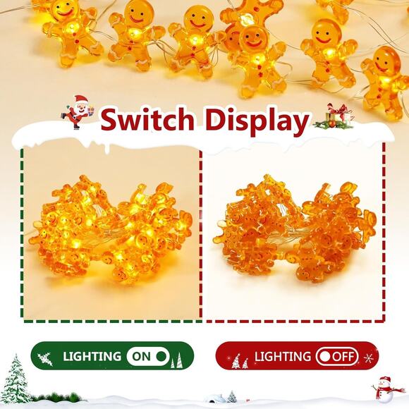 Christmas Garland with Lights, 9FT Artificial Pine with 50 Gingerbread Men - Picture 4 of 7